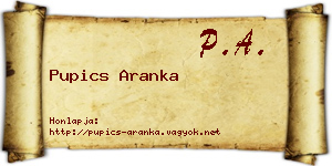 Pupics Aranka névjegykártya